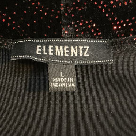 Elementz 3-in-1 Velvet Red Sparkling Paisley Black Top Attached Necklace Size L - Picture 2 of 10